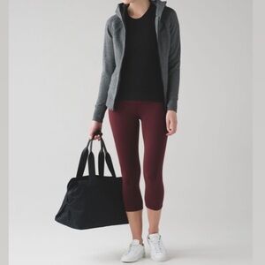 Lululemon Wunder Under Crop III Full-On Luon Leggings Deep Rouge Red Low Rise